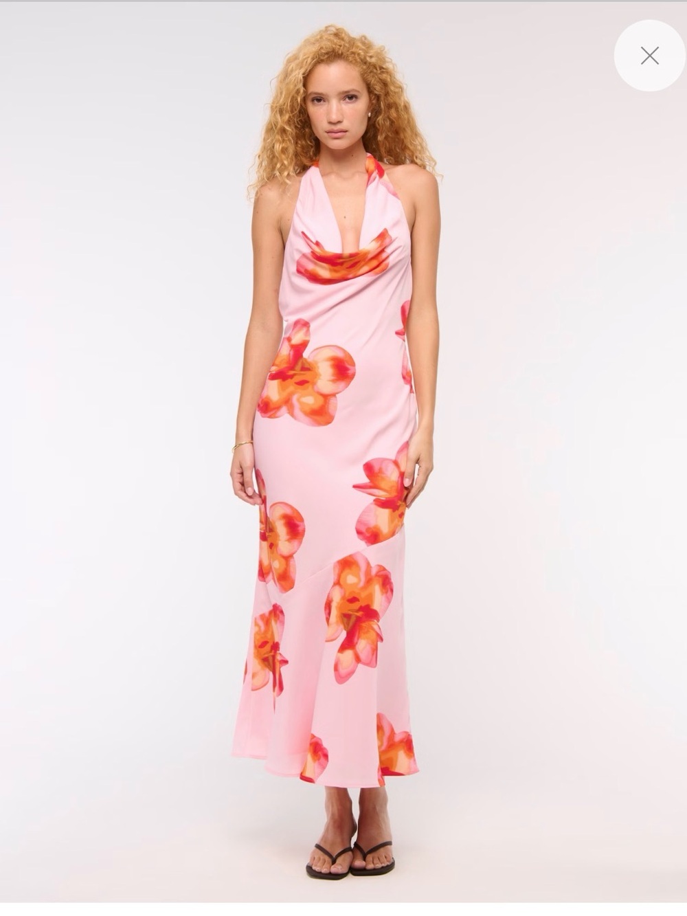 Abercrombie & Fitch Pink Halter Maxi Dress with Orange Floral Print